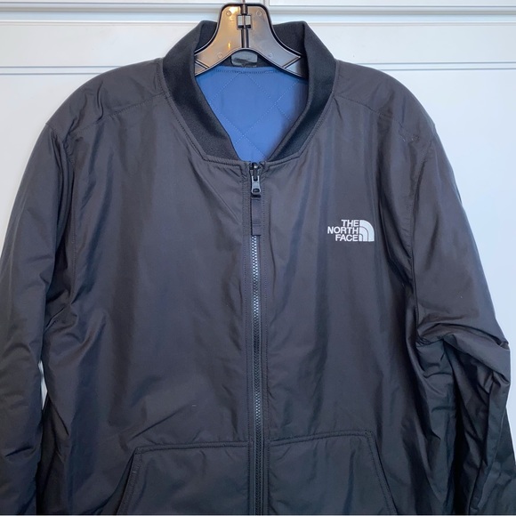 The North Face Mens Jester Reversible Quilted Bomber Jacket Medium Black Blue - Picture 8 of 16